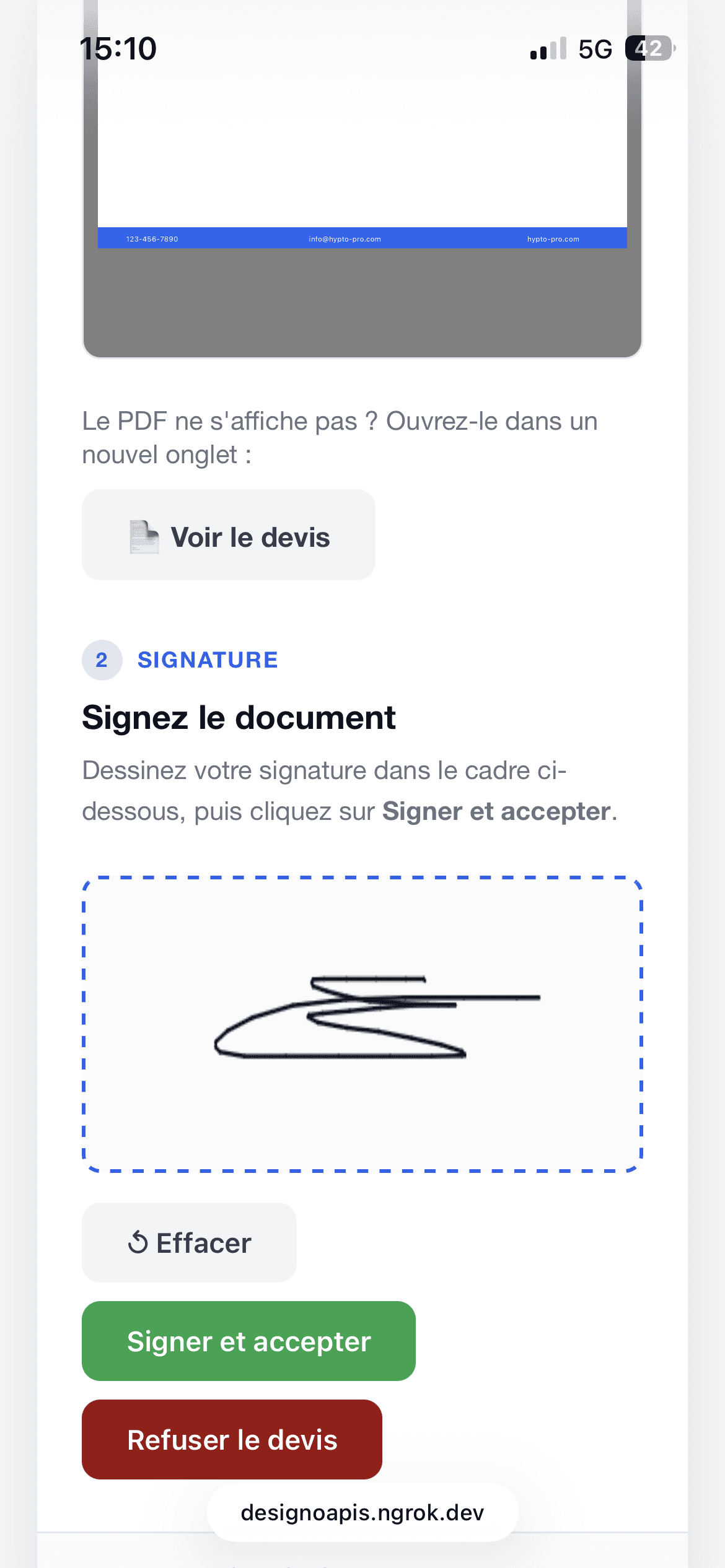 Signature du devis